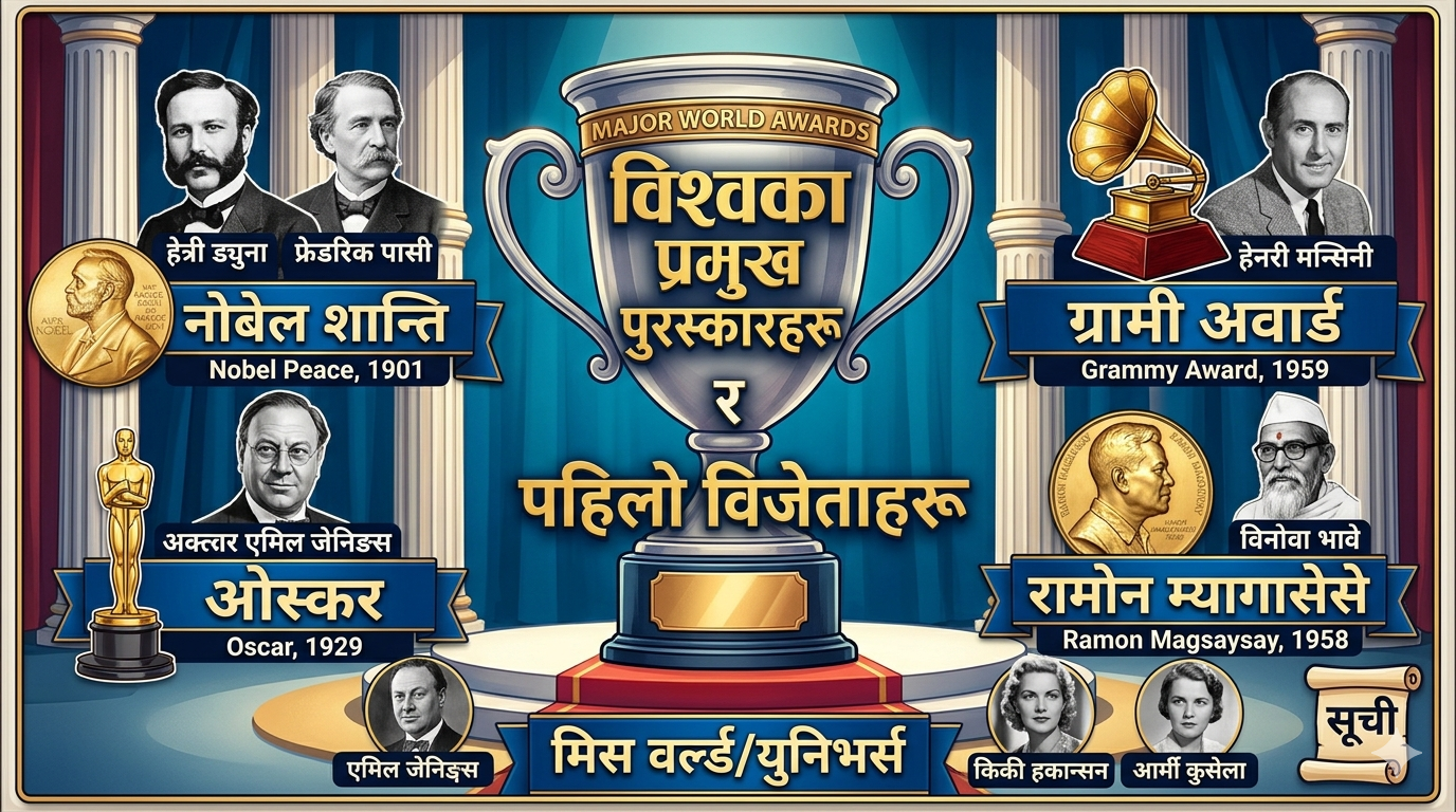 List of the world's major awards and first winners