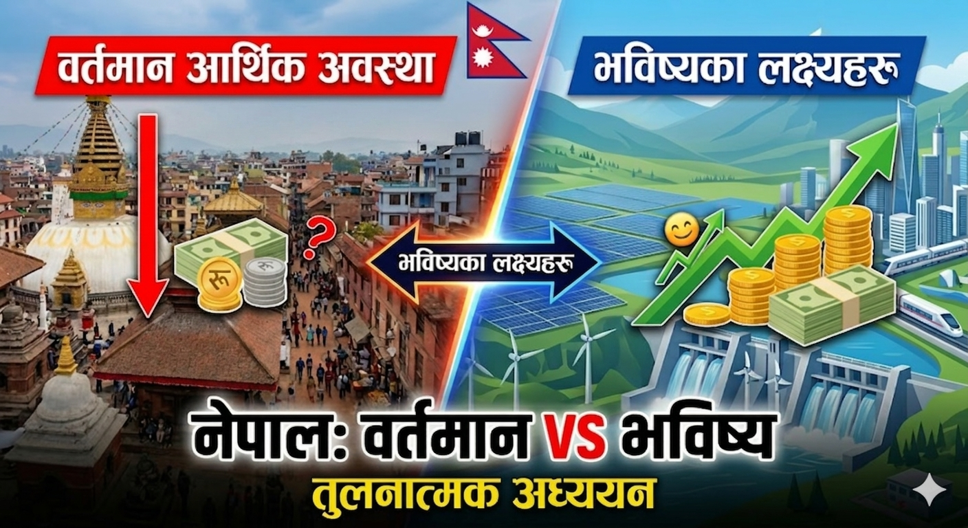 Comparative study table of Nepal's current economic situation and future goals