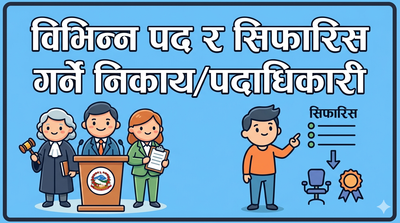 Various positions and recommending bodies/officials